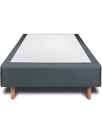 Lit avec tête de lit capitonnée velours et sommier tapissier H35cm