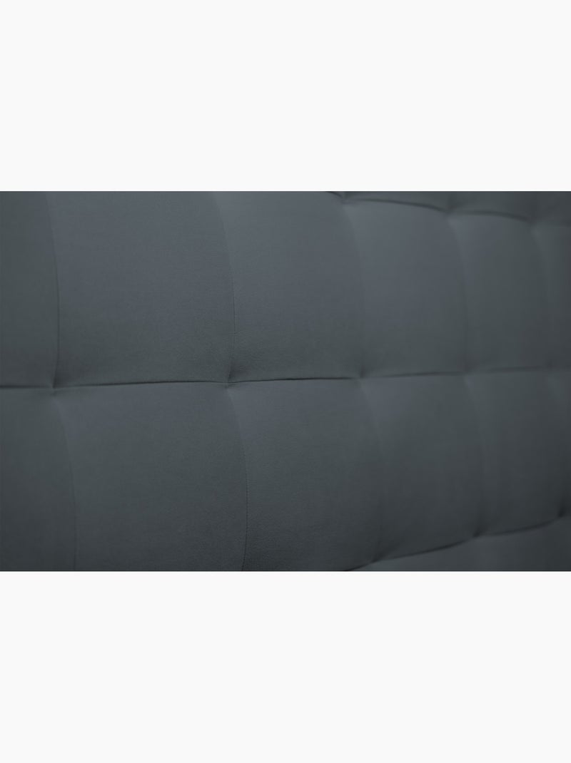 Lit avec tête de lit capitonnée velours et sommier tapissier H35cm gris anthracite - Kiabi