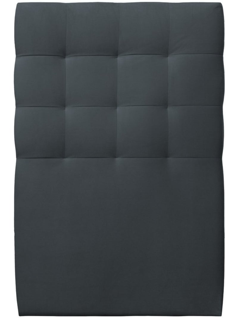 Lit avec tête de lit capitonnée velours et sommier tapissier H35cm gris anthracite - Kiabi