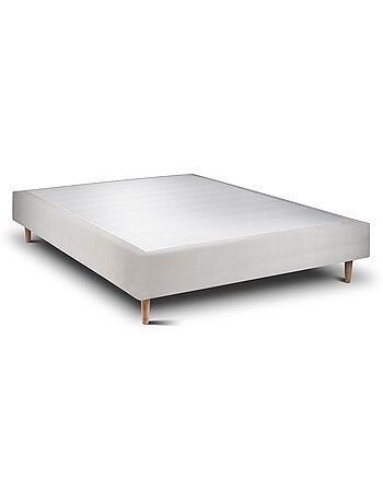 Lit avec tête de lit capitonnée velours et sommier tapissier H35cm