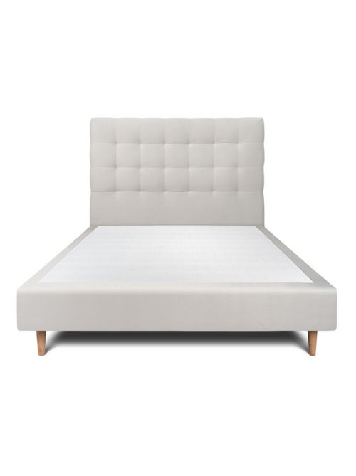 Lit avec tête de lit capitonnée velours et sommier tapissier H35cm - Kiabi