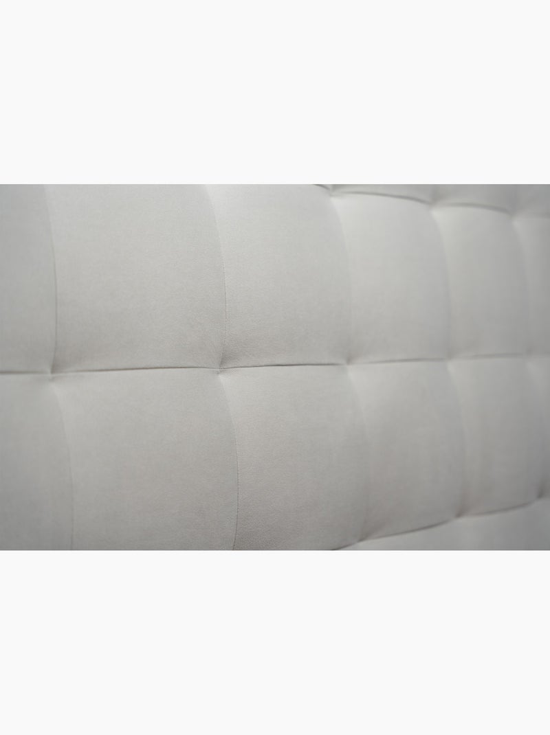 Lit avec tête de lit capitonnée velours et sommier tapissier H35cm Gris clair - Kiabi