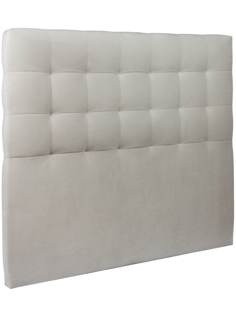 Lit avec tête de lit capitonnée velours et sommier tapissier H35cm Gris clair - Kiabi