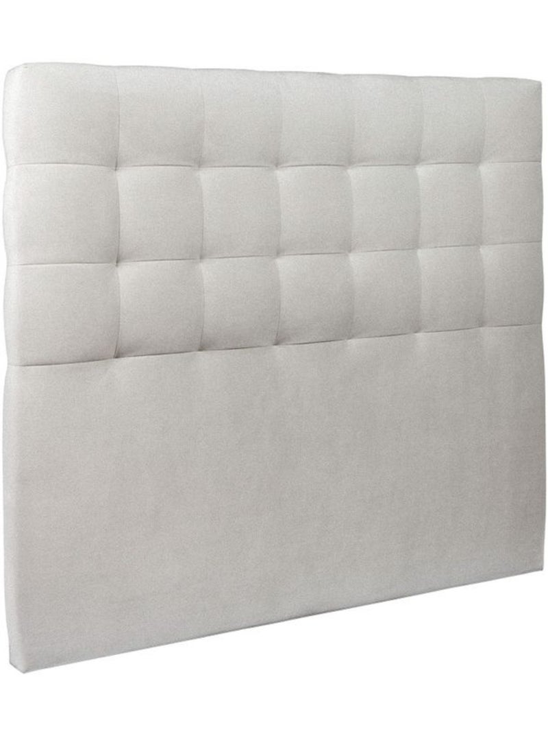 Lit avec tête de lit capitonnée velours et sommier tapissier H35cm Gris clair - Kiabi