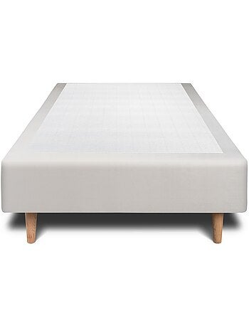 Lit avec tête de lit capitonnée velours et sommier tapissier H35cm