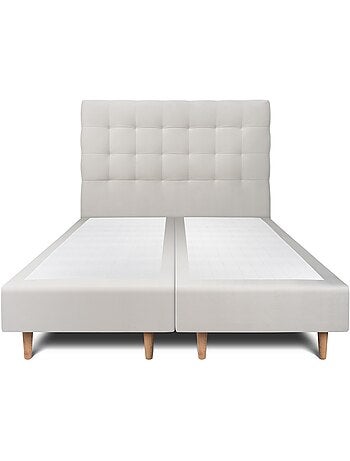 Lit avec tête de lit capitonnée velours et sommier tapissier H35cm