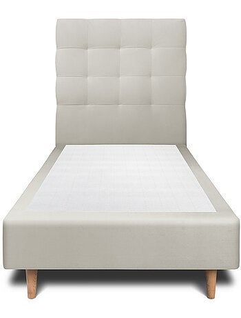 Lit avec tête de lit capitonnée velours et sommier tapissier H35cm