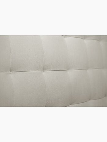 Lit avec tête de lit capitonnée velours et sommier tapissier H35cm