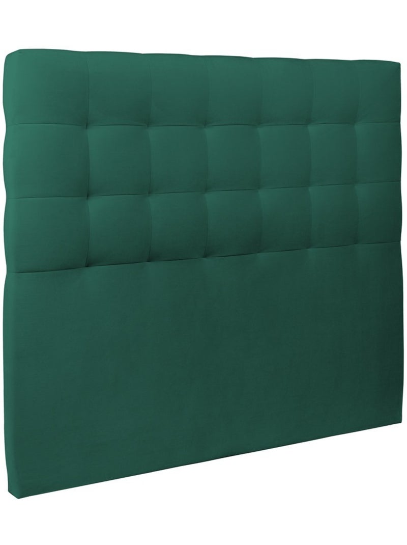 Lit avec tête de lit capitonnée velours et sommier tapissier H35cm Vert forêt - Kiabi