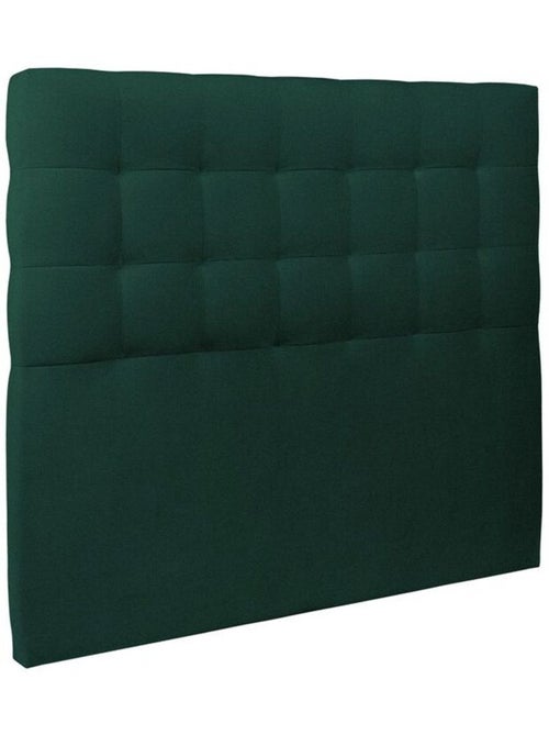 Lit avec tête de lit capitonnée velours et sommier tapissier H35cm - Kiabi