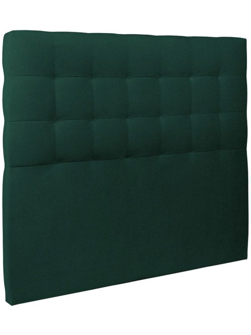 Lit avec tête de lit capitonnée velours et sommier tapissier H35cm Vert forêt - Kiabi