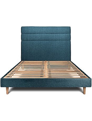 Lit avec tête de lit lignes bouclette et sommier kit H29cm