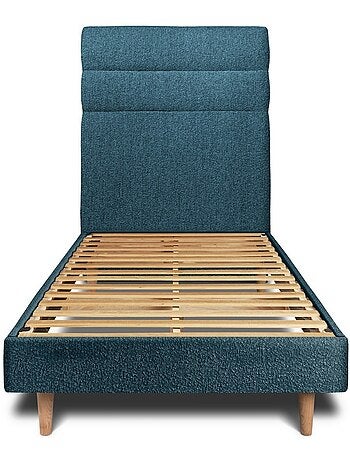 Lit avec tête de lit lignes bouclette et sommier kit H29cm