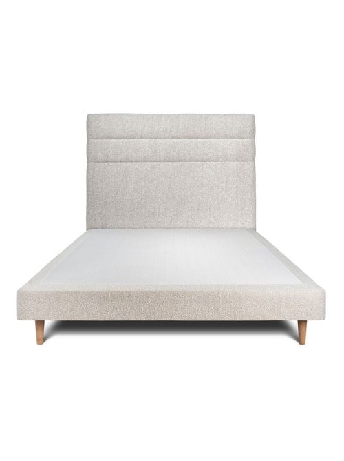Lit avec tête de lit lignes bouclette et sommier tapissier H29cm - Kiabi