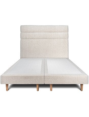 Lit avec tête de lit lignes bouclette et sommier tapissier H29cm