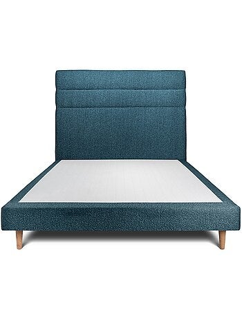 Lit avec tête de lit lignes bouclette et sommier tapissier H29cm