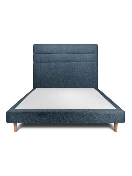 Lit avec tête de lit lignes bouclette et sommier tapissier H29cm - Kiabi