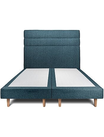 Lit avec tête de lit lignes bouclette et sommier tapissier H29cm