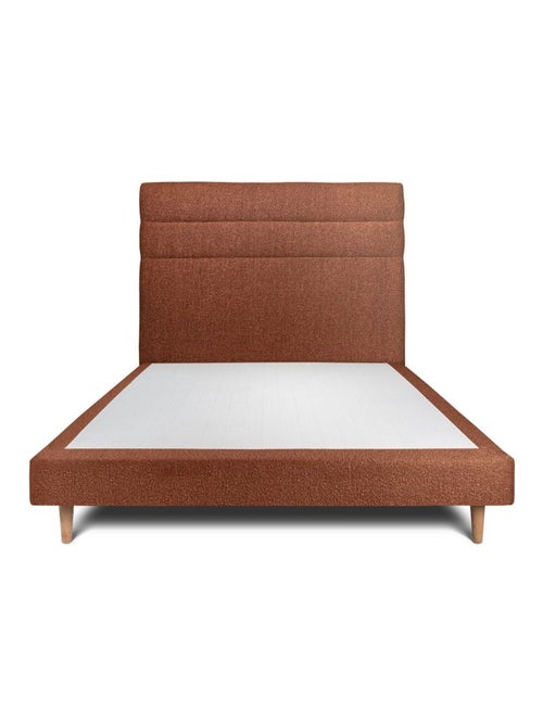 Lit avec tête de lit lignes bouclette et sommier tapissier H29cm - Kiabi