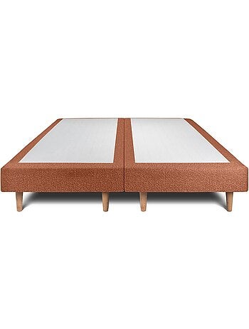 Lit avec tête de lit lignes bouclette et sommier tapissier H29cm