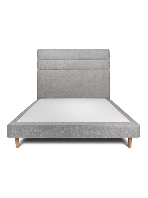 Lit avec tête de lit lignes bouclette et sommier tapissier H29cm - Kiabi