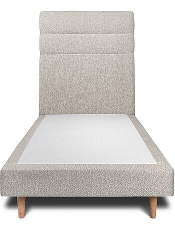 Lit avec tête de lit lignes bouclette et sommier tapissier H29cm