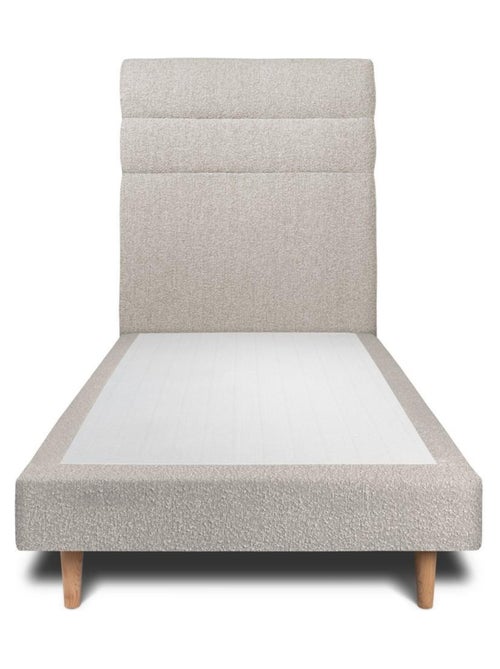 Lit avec tête de lit lignes bouclette et sommier tapissier H29cm - Kiabi
