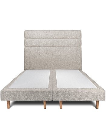 Lit avec tête de lit lignes bouclette et sommier tapissier H29cm