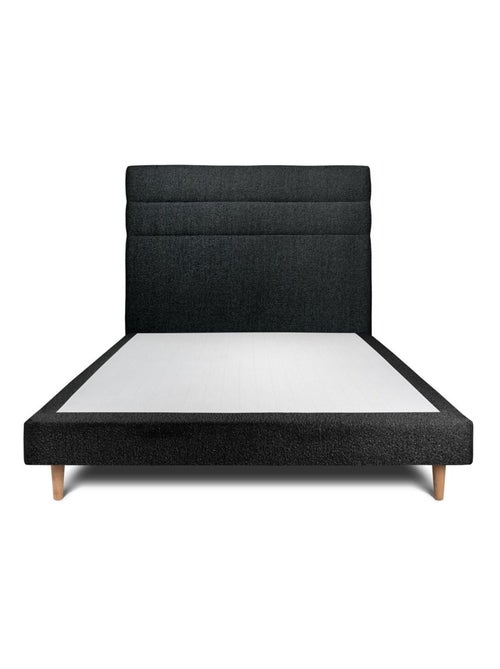 Lit avec tête de lit lignes bouclette et sommier tapissier H29cm - Kiabi