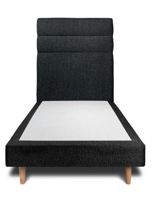 Lit avec tête de lit lignes bouclette et sommier tapissier H29cm - Kiabi Lit avec tête de lit lignes bouclette et sommier tapissier H29cm - Kiabi