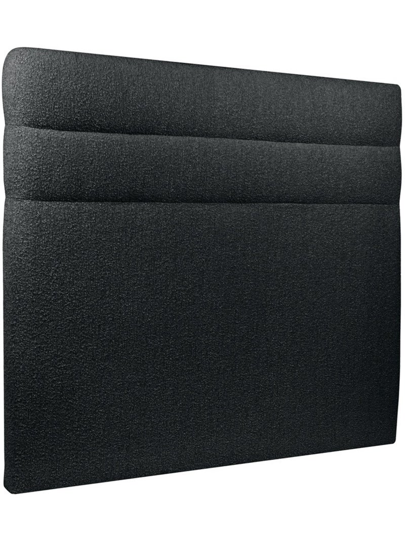 Lit avec tête de lit lignes bouclette et sommier tapissier H29cm Noir - Kiabi