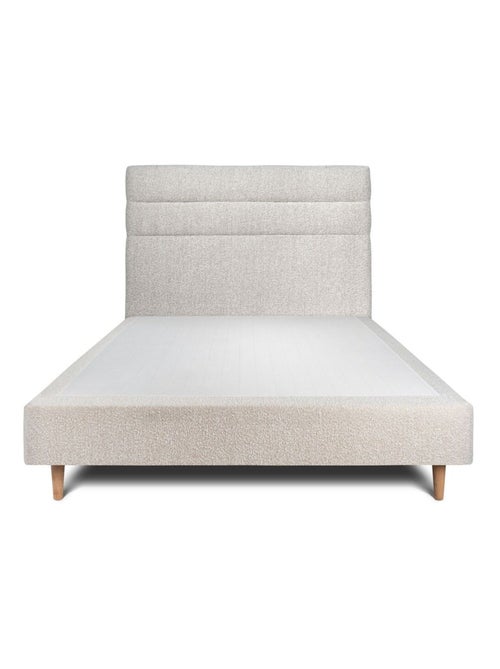Lit avec tête de lit lignes bouclette et sommier tapissier H35cm - Kiabi