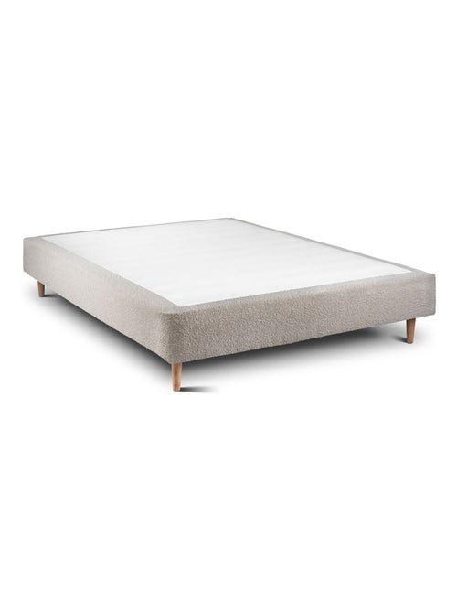 Lit avec tête de lit lignes bouclette et sommier tapissier H35cm - Kiabi