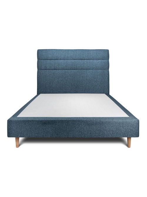 Lit avec tête de lit lignes bouclette et sommier tapissier H35cm - Kiabi