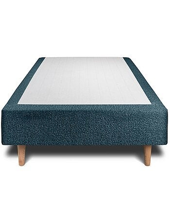 Lit avec tête de lit lignes bouclette et sommier tapissier H35cm