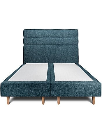 Lit avec tête de lit lignes bouclette et sommier tapissier H35cm