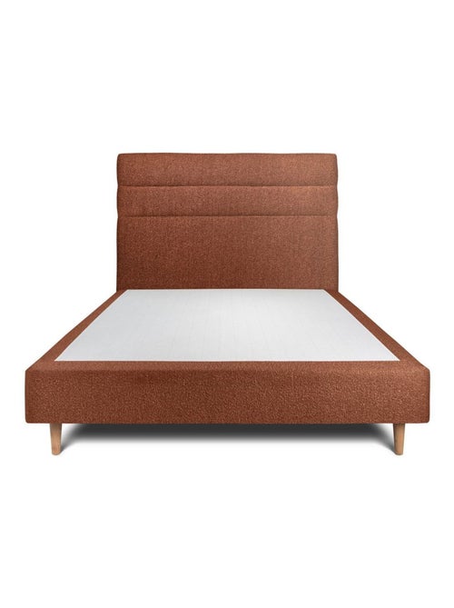 Lit avec tête de lit lignes bouclette et sommier tapissier H35cm - Kiabi