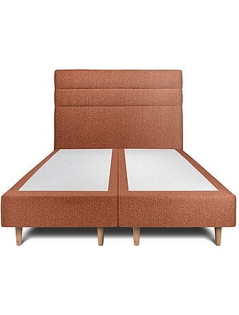 Lit avec tête de lit lignes bouclette et sommier tapissier H35cm