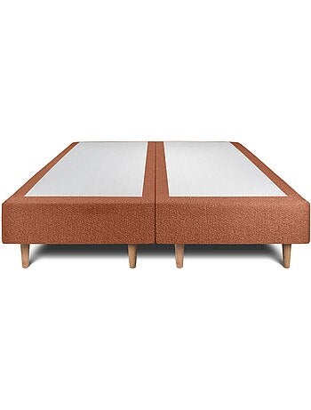 Lit avec tête de lit lignes bouclette et sommier tapissier H35cm