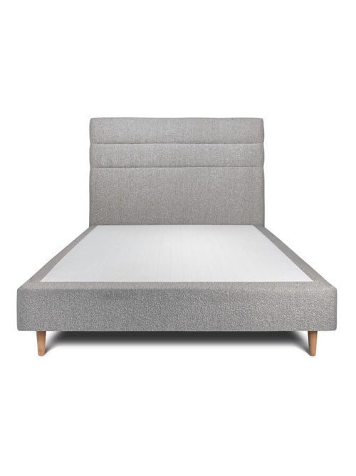 Lit avec tête de lit lignes bouclette et sommier tapissier H35cm - Kiabi