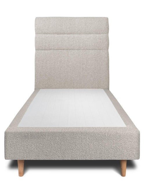 Lit avec tête de lit lignes bouclette et sommier tapissier H35cm - Kiabi