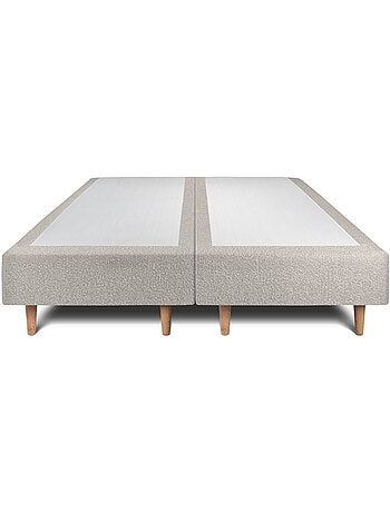 Lit avec tête de lit lignes bouclette et sommier tapissier H35cm