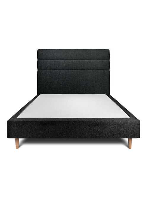 Lit avec tête de lit lignes bouclette et sommier tapissier H35cm - Kiabi