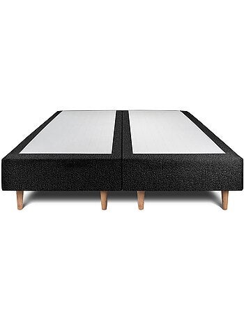 Lit avec tête de lit lignes bouclette et sommier tapissier H35cm