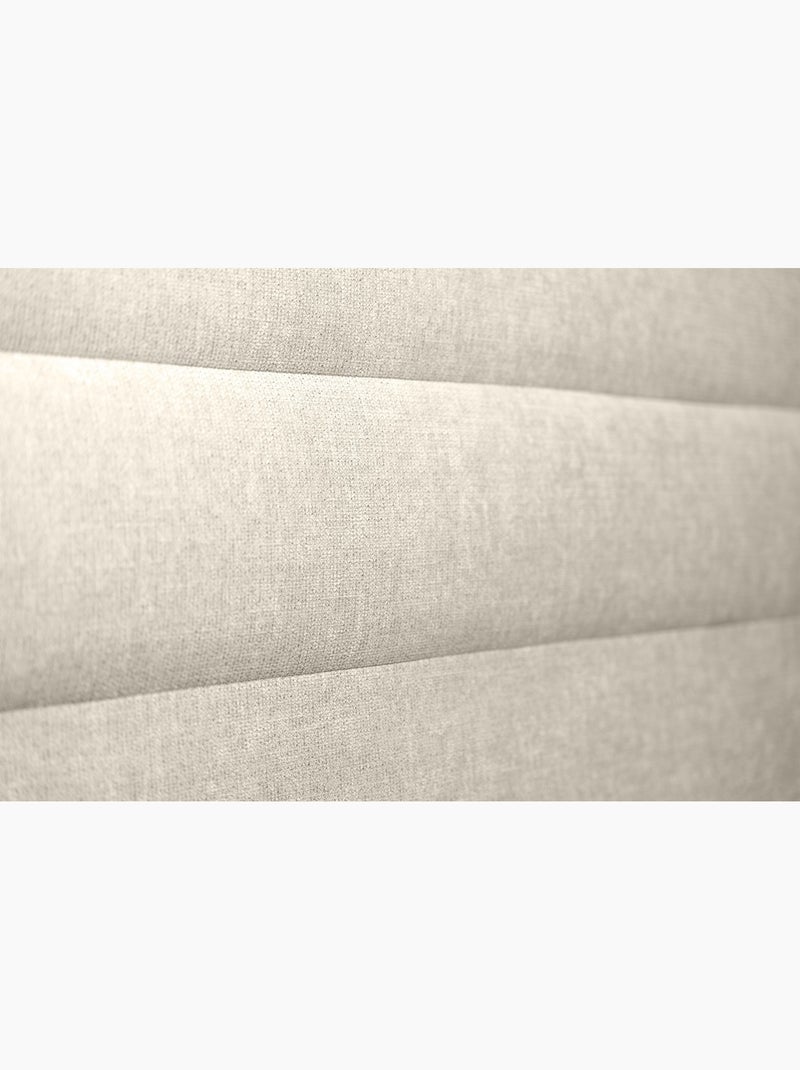 Lit avec tête de lit lignes tissu et sommier kit H29cm Beige clair - Kiabi