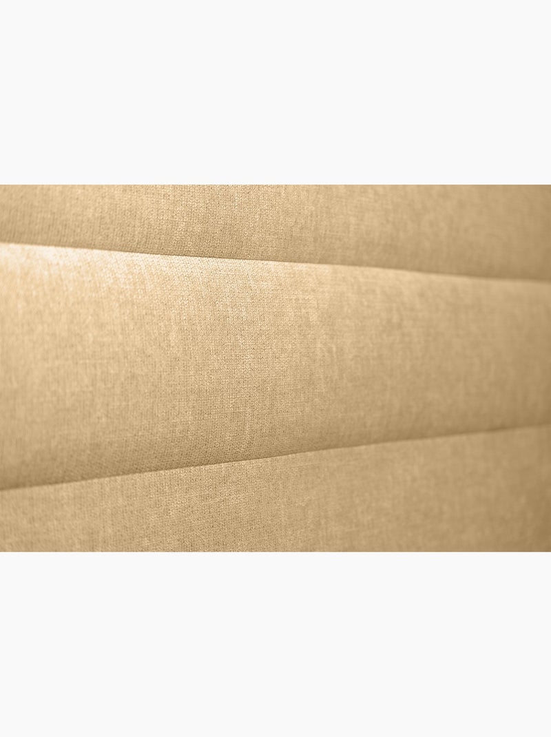 Lit avec tête de lit lignes tissu et sommier kit H29cm Jaune - Kiabi