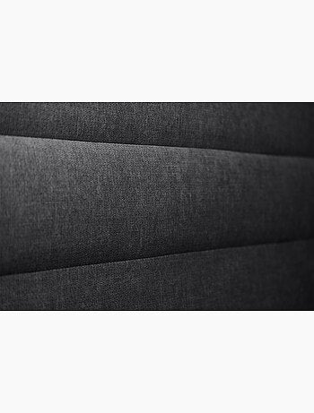 Lit avec tête de lit lignes tissu et sommier kit H29cm