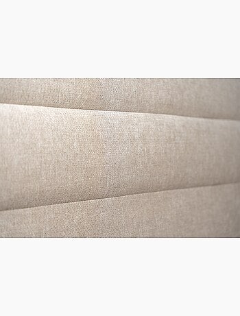 Lit avec tête de lit lignes tissu et sommier tapissier H29cm