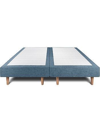 Lit avec tête de lit lignes tissu et sommier tapissier H29cm