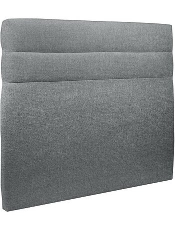 Lit avec tête de lit lignes tissu et sommier tapissier H29cm